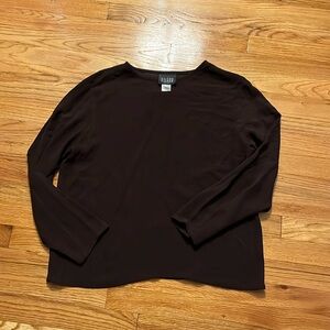 Eileen Fisher silk brown long sleeve top- size Medium